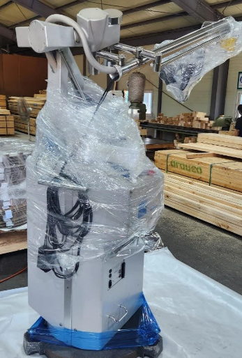 Used medical equipment securely wrapped and ready for worldwide shipping