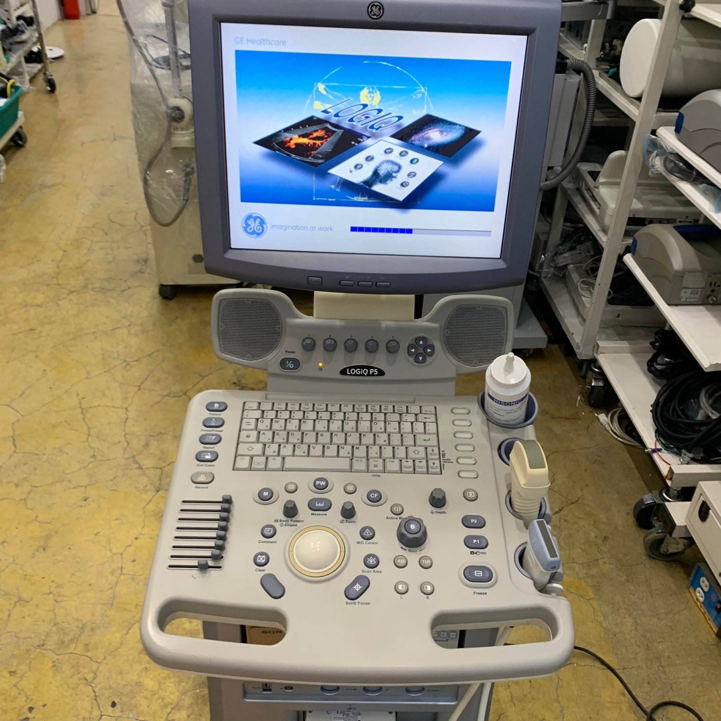 Used GE Logiq P5 Ultrasound Unit with Linear Probe Convex Probe