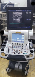Used Ge Vivid E9 Ultrasound with cardiac M5Sc Linear 11L 2 probe transducer medical equipment