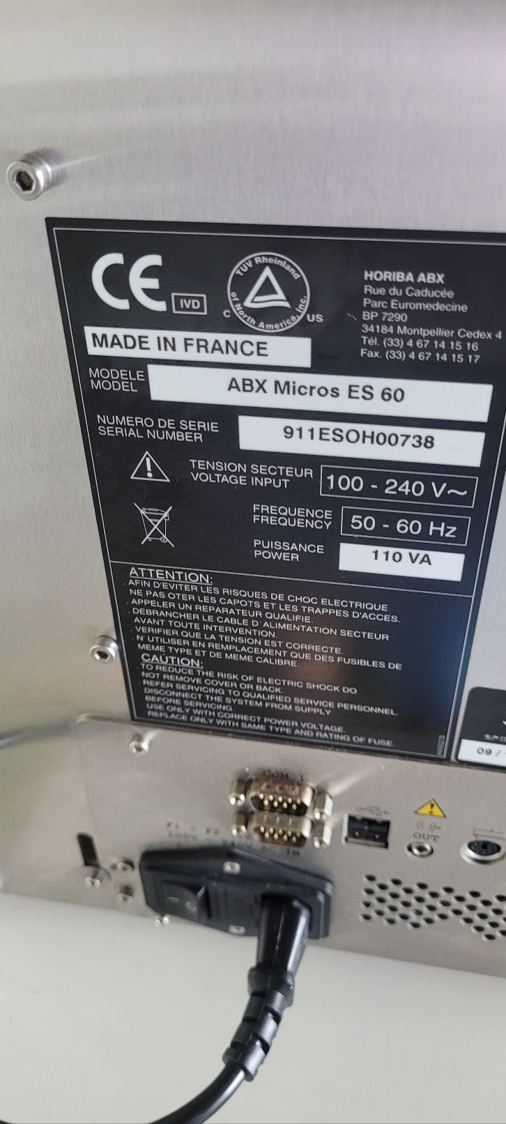 Used HORIBA ABX Micros ES 60 CBC Cellcounter