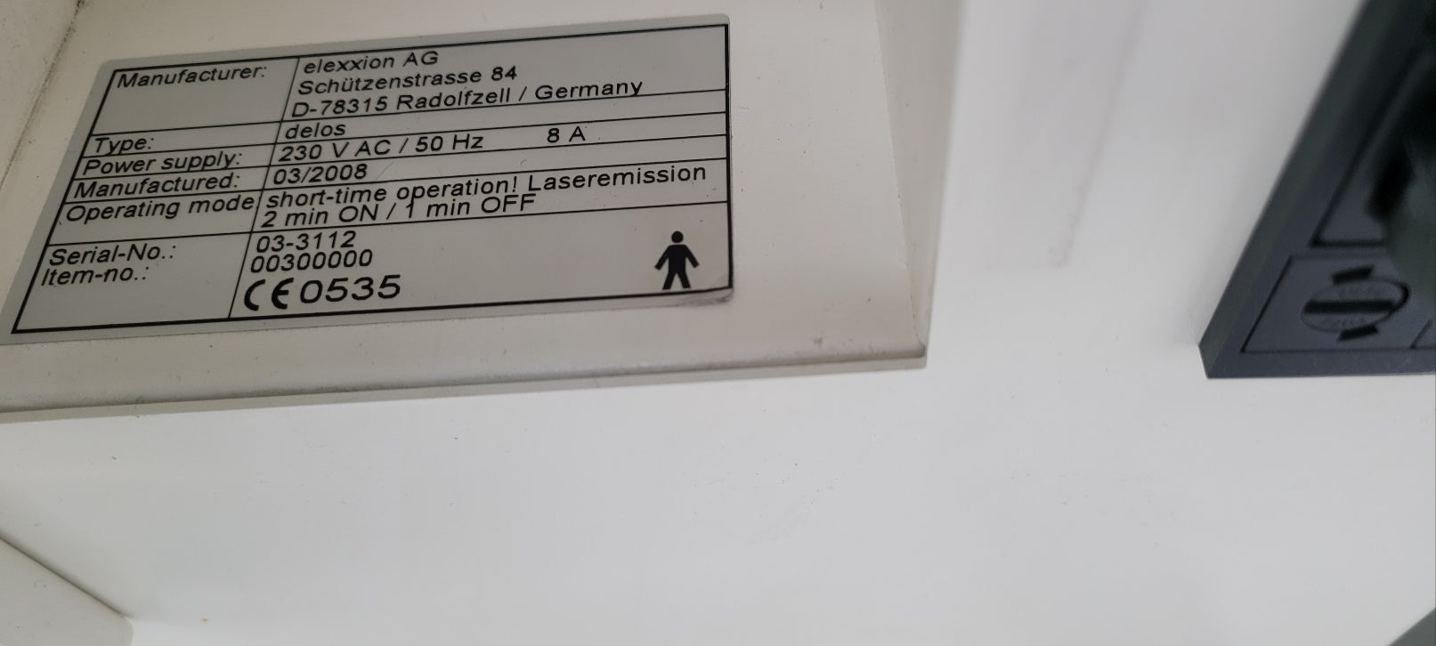 Used Elexxion AG Delos Er:Yag diodelaser dental machine