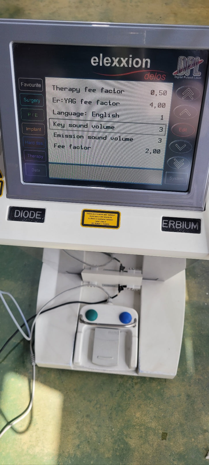 Used Elexxion AG Delos Er:Yag diodelaser dental machine
