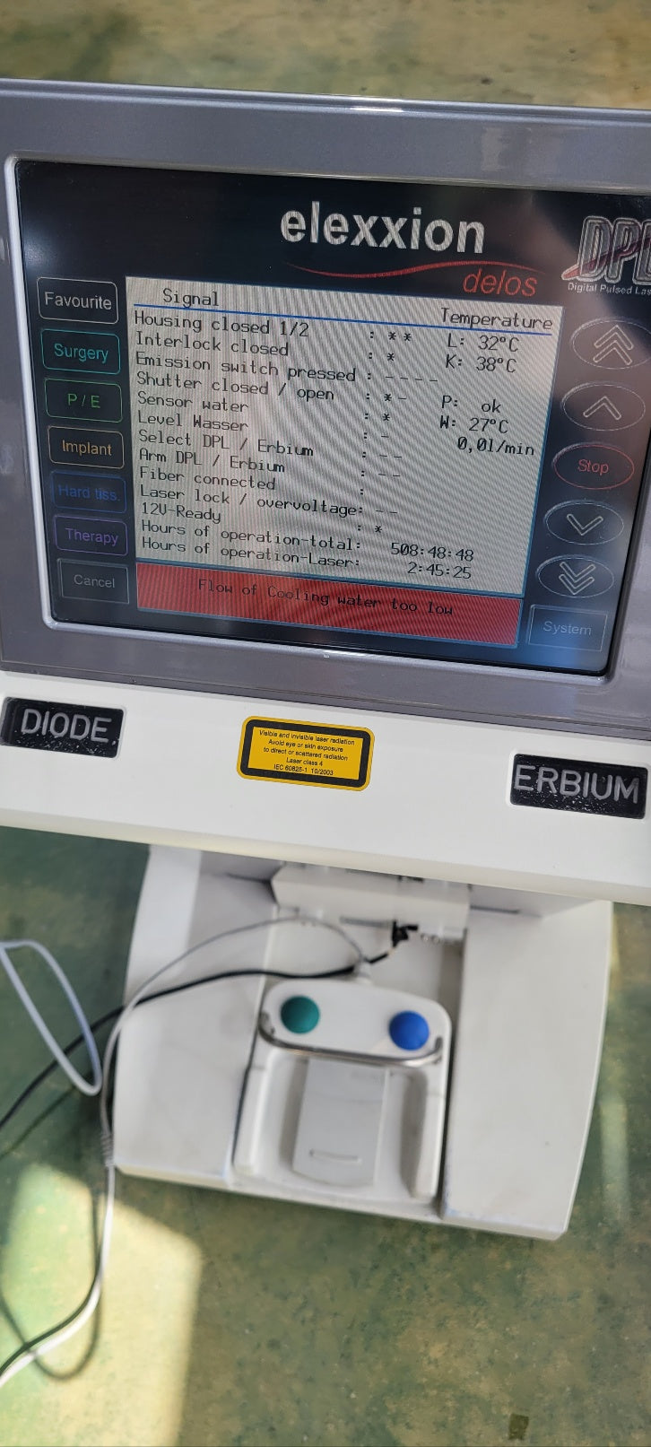 Used Elexxion AG Delos Er:Yag diodelaser dental machine