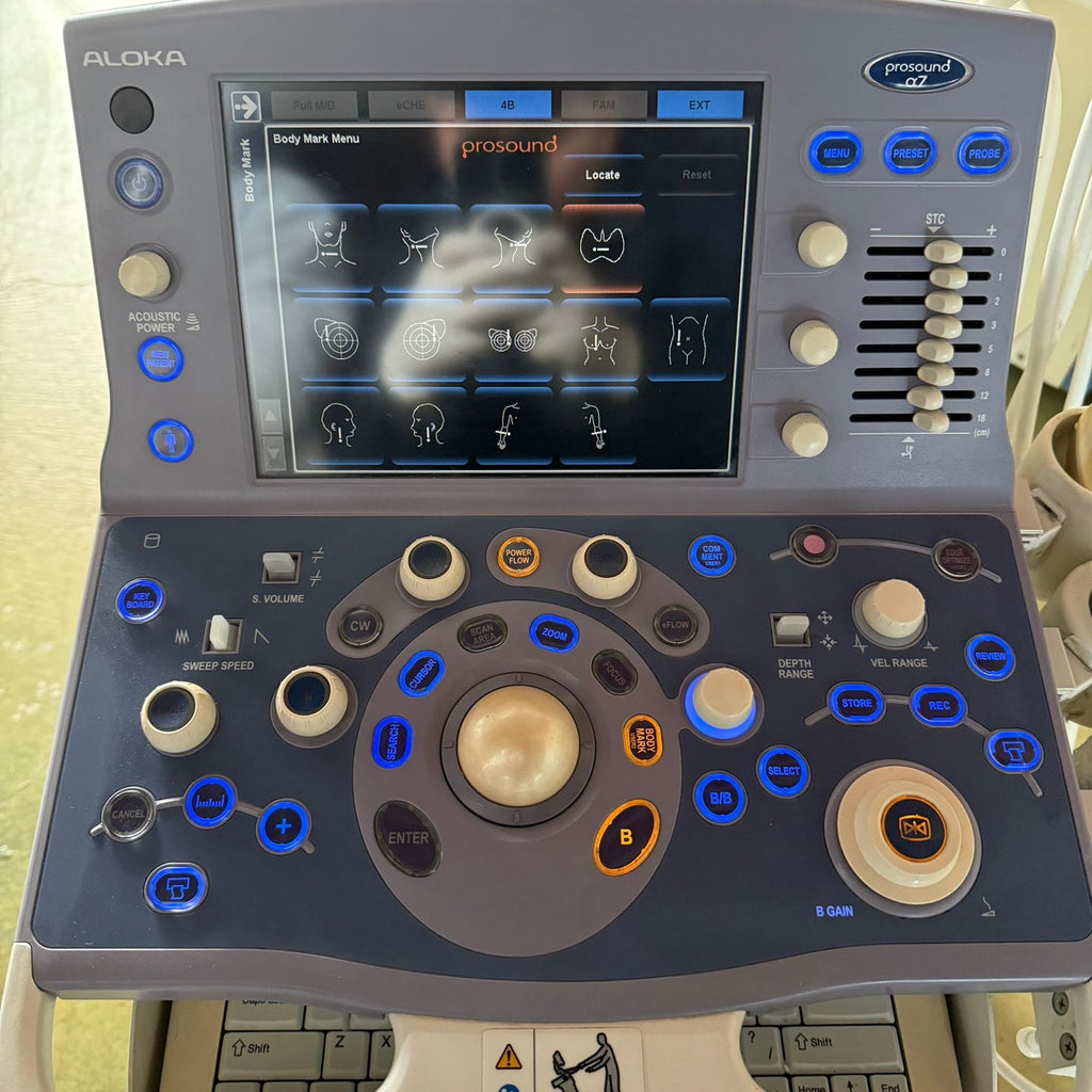 Aloka Prosound Alpha7 with Convex, Cardiac & Linear Probes