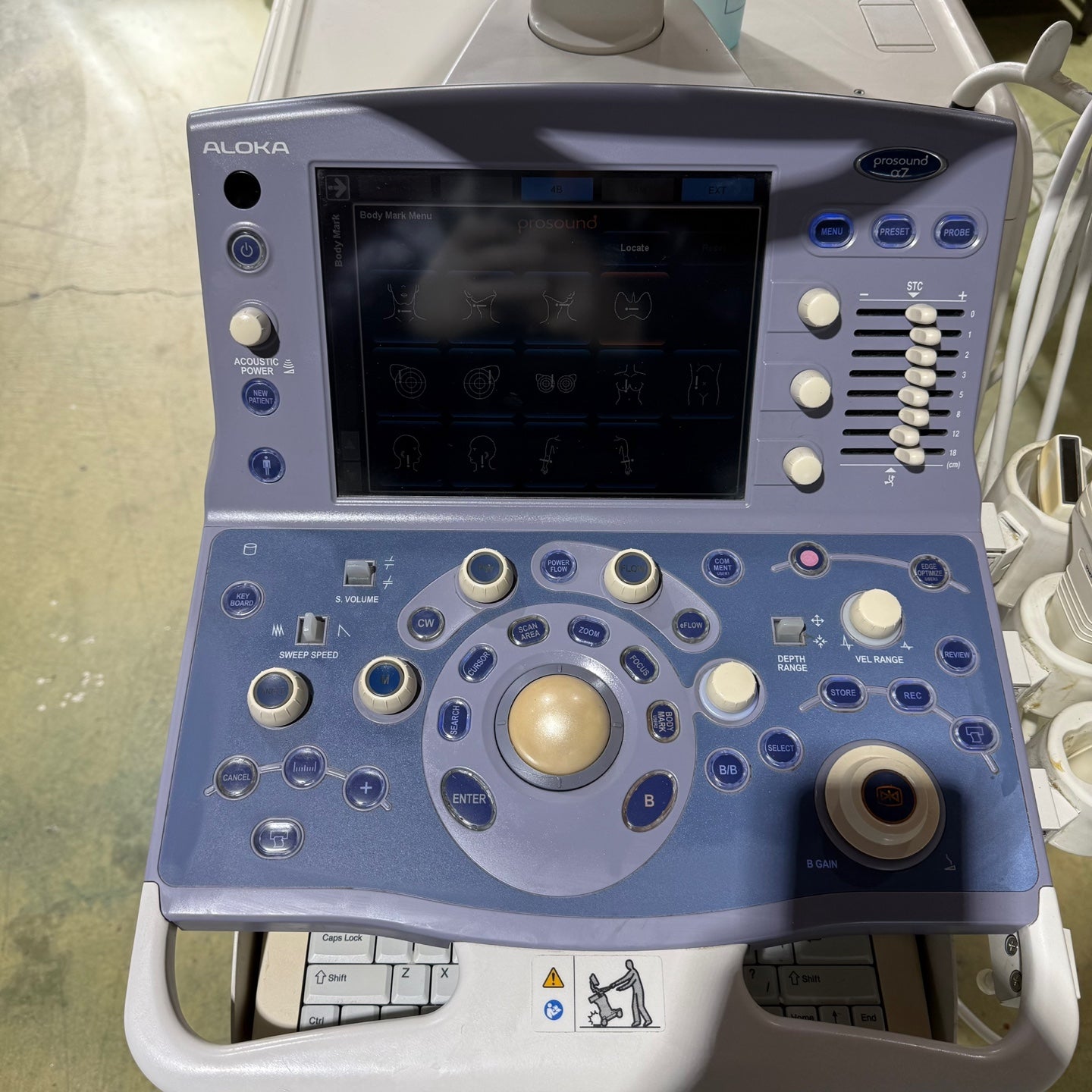Aloka Prosound Alpha7 with Convex, Cardiac & Linear Probes