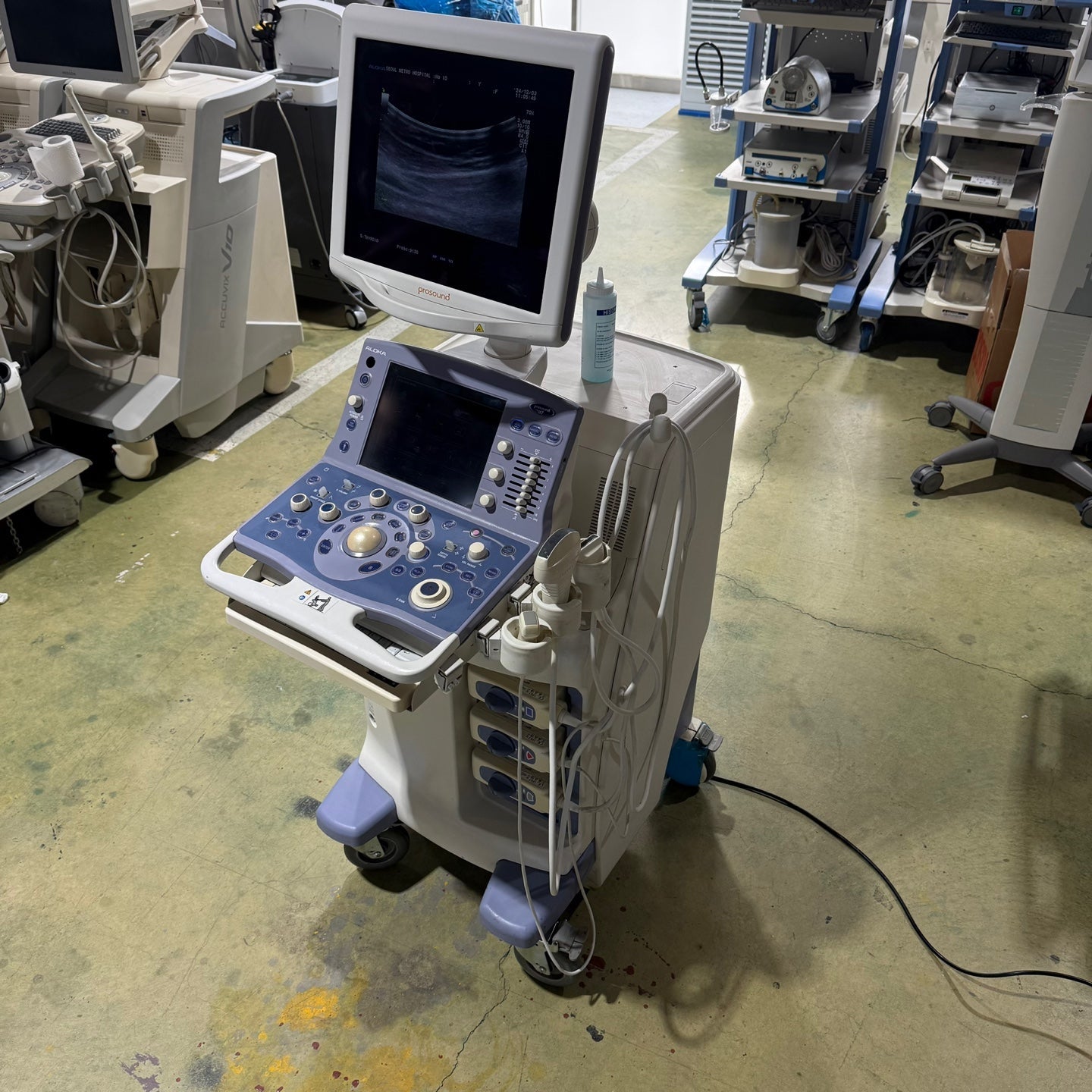 Aloka Prosound Alpha7 with Convex, Cardiac & Linear Probes