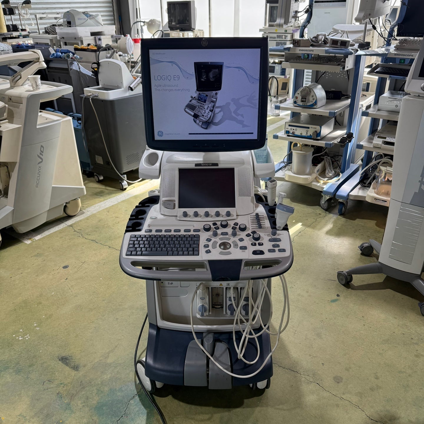 GE Logiq E9 with 3 Probes L8-18i & 9L & M4S