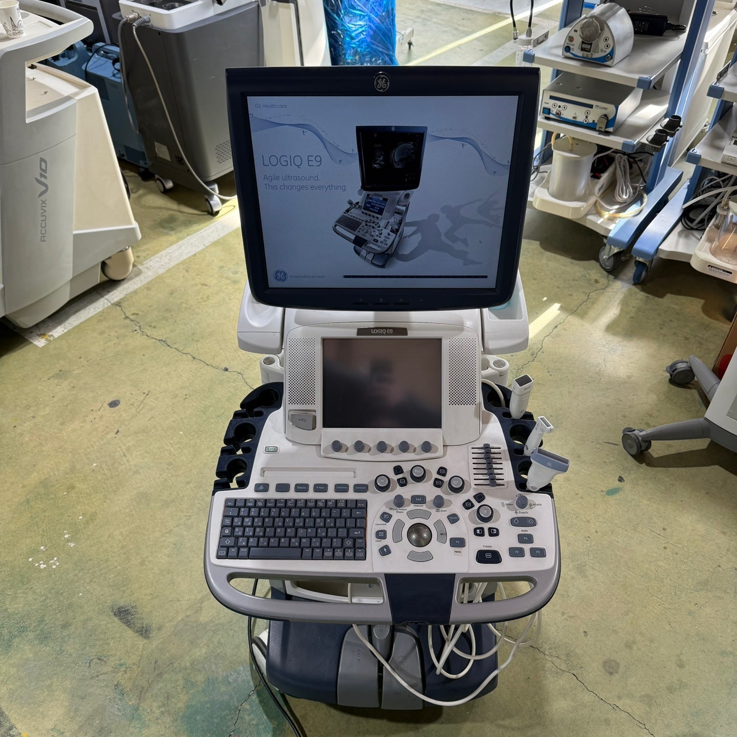 GE Logiq E9 with 3 Probes L8-18i & 9L & M4S