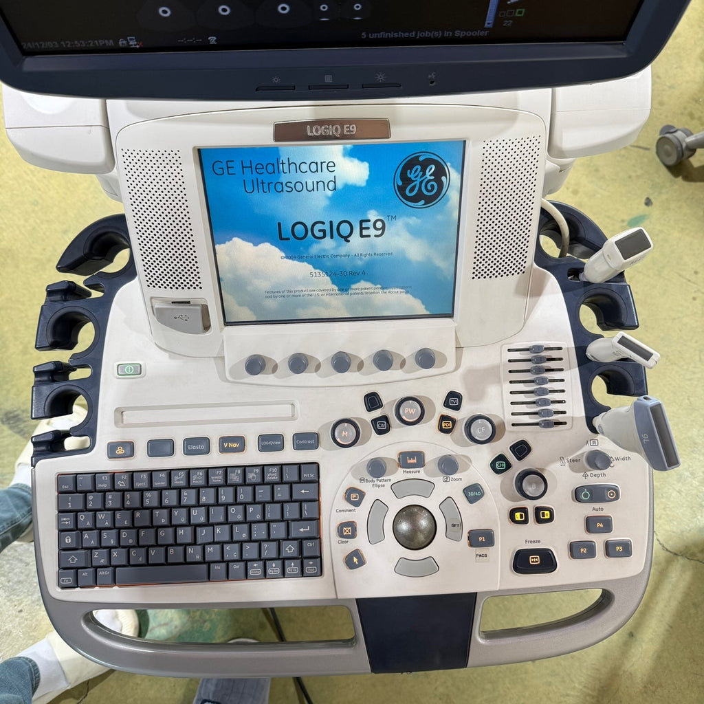 GE Logiq E9 with 3 Probes L8-18i & 9L & M4S