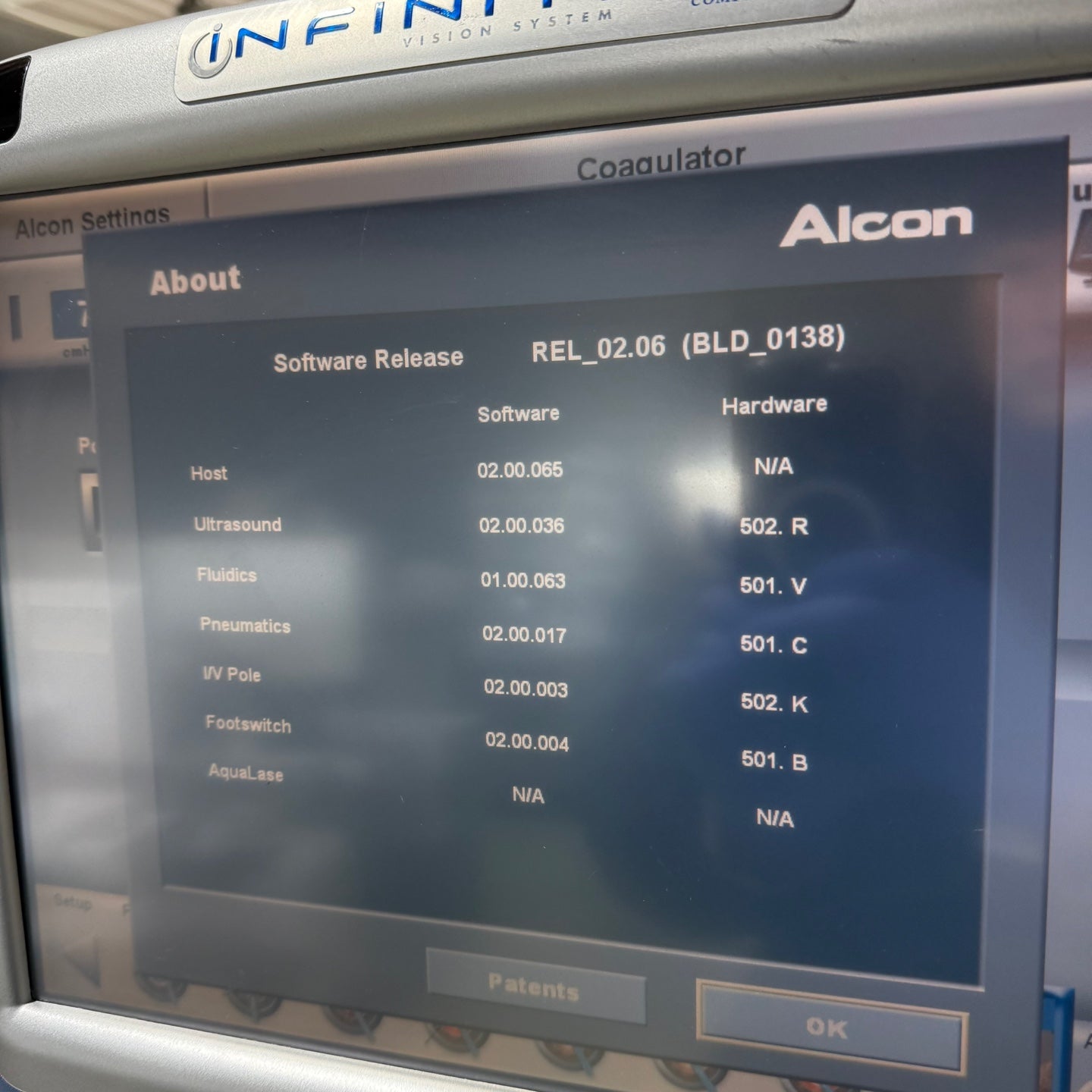 Used Alcon Infiniti Vision Phaco System