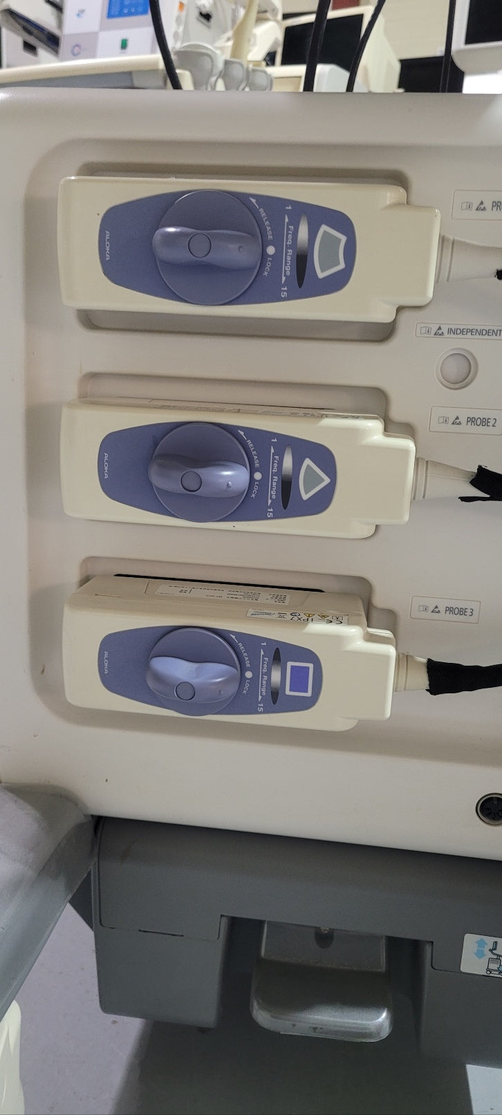 Pre-Owned Hitachi Aloka F37 with Convex Linear Cardiac UST 5299 UST 9123 UST 5413 3 Probes